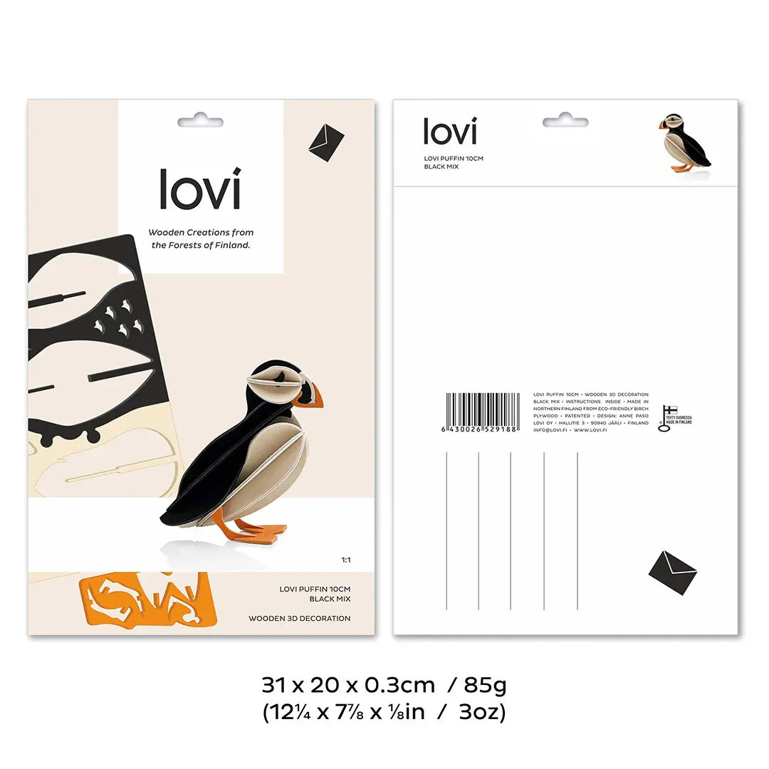 Decoración de madera LOVI Puffin