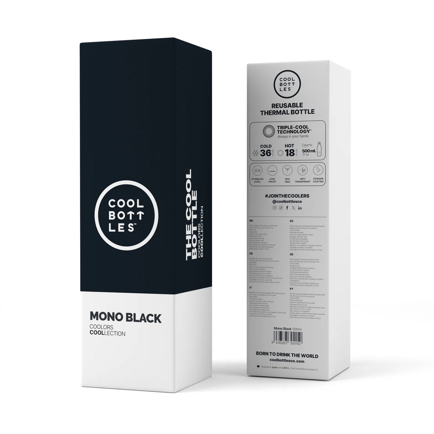 Botella Reutilizable 500ml Mono Black