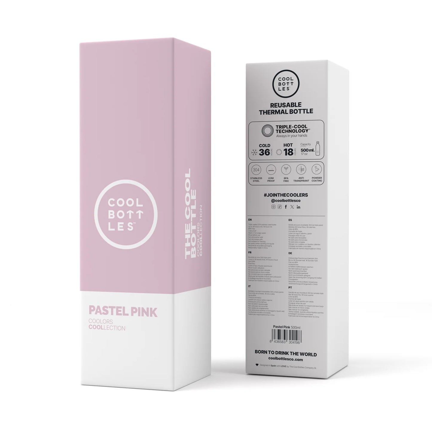 Botella Reutilizable 500ml Pastel Pink