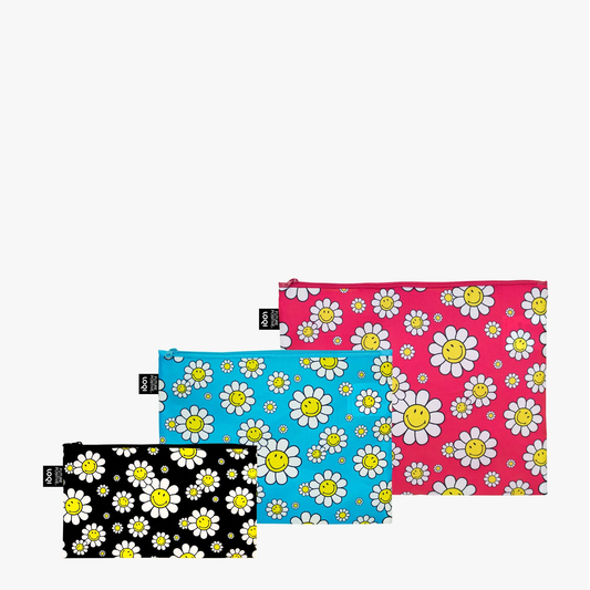 Set Neceseres Loqi Smiley Flowers Zip