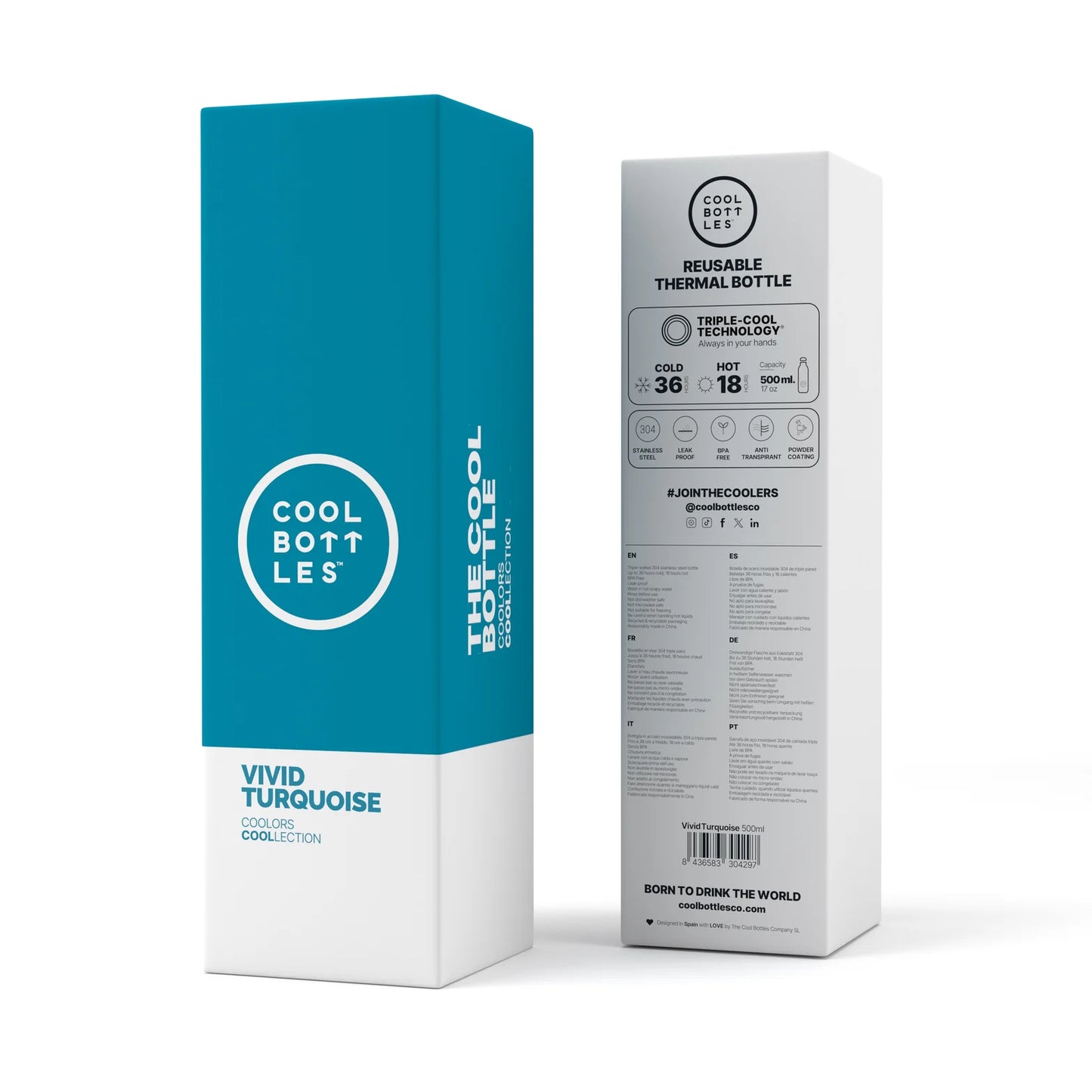 Botella Reutilizable 500ml Vivid Turquoise